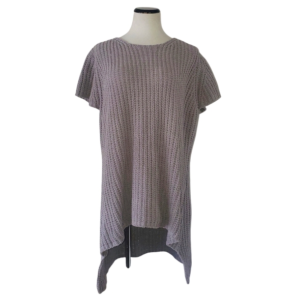 POL Sweaters - 🔥POL Grey High Low Open Knit Open Back Chenille‎ Lagenlook Slouchy Sweater SZ M